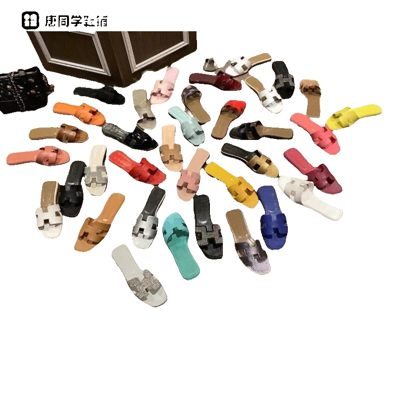 Hermes H slippers women's summer fashion all-match genuine leather